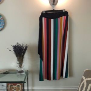 Multi colored striped maxi wrap skirt.